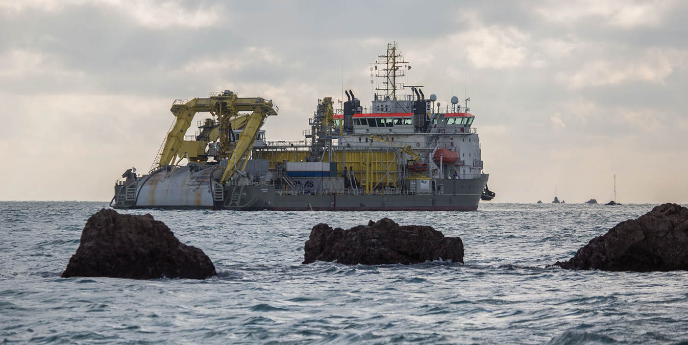 Guernsey Electricity - Ndurance - cable laying vessel - Royal Boskalis Westminster N.V. is a Netherlands-based company that provides services relating to the construction and maintenance of maritime infrastructure on an international basis. The company has one of the world's largest dredging fleets.